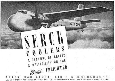 Serck Cooling Equipment for the Bristol Freighter W W I I Aircraft